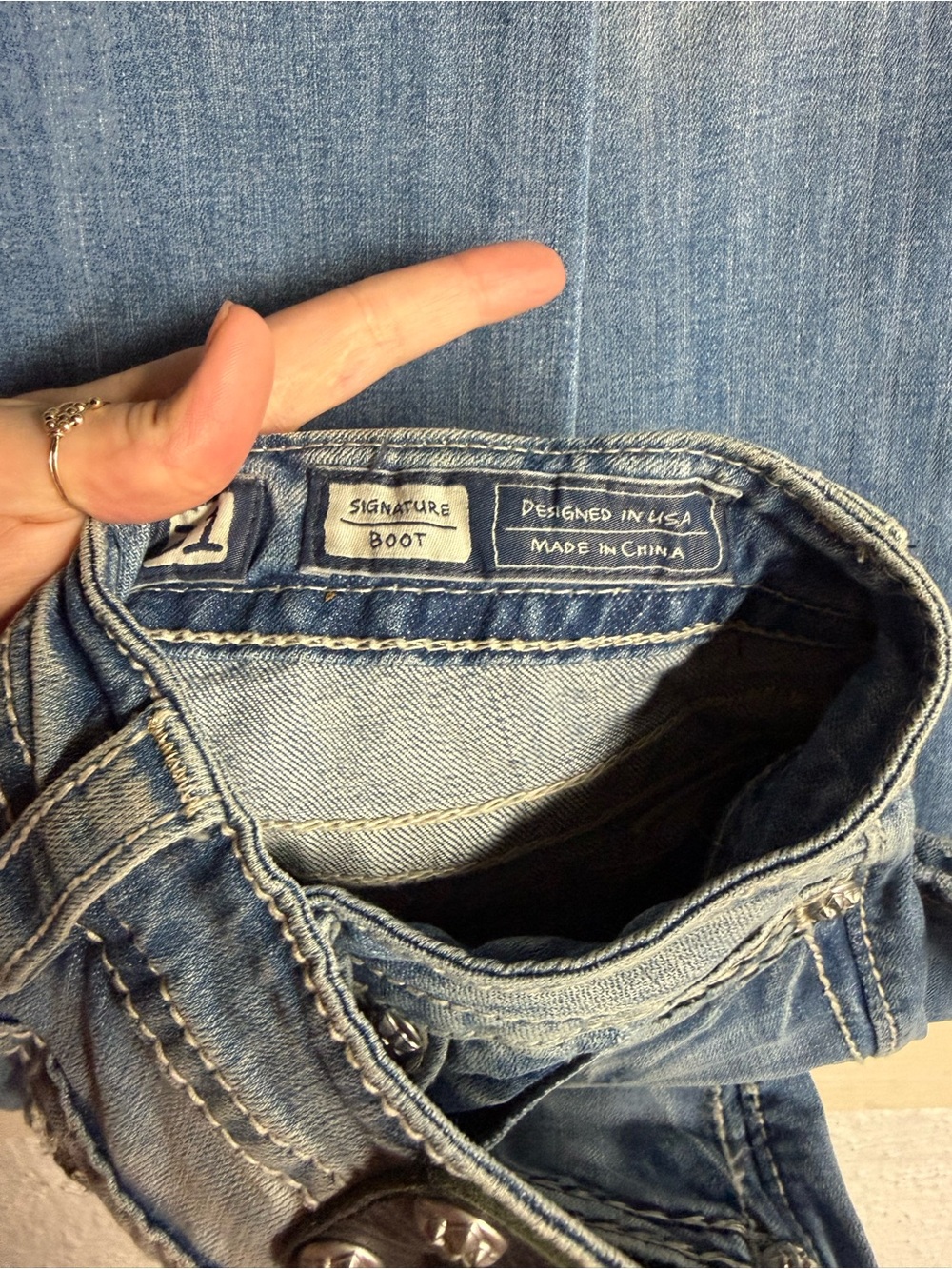 Miss Me Light Blue Faded Signature Bootcut Jeans - Picture 4 of 9